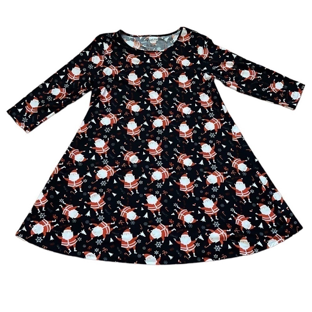 North Pole women’s black and red Santa Clause 3/4 sleeve dress Size Large